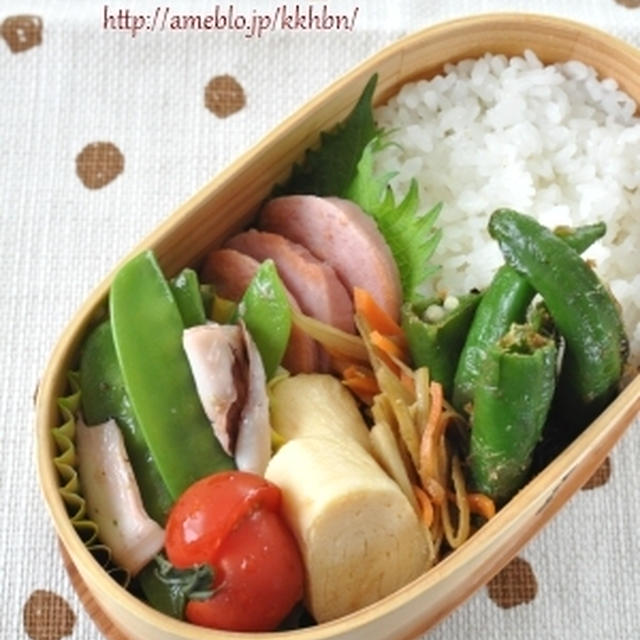 【あおりいかと絹さやの塩炒め弁当】