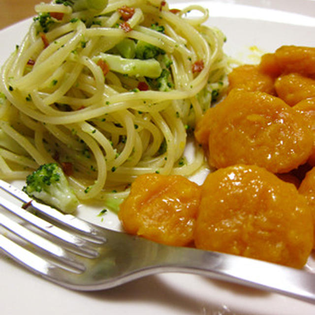 ブロッコリーのパスタとかぼちゃニョッキ
