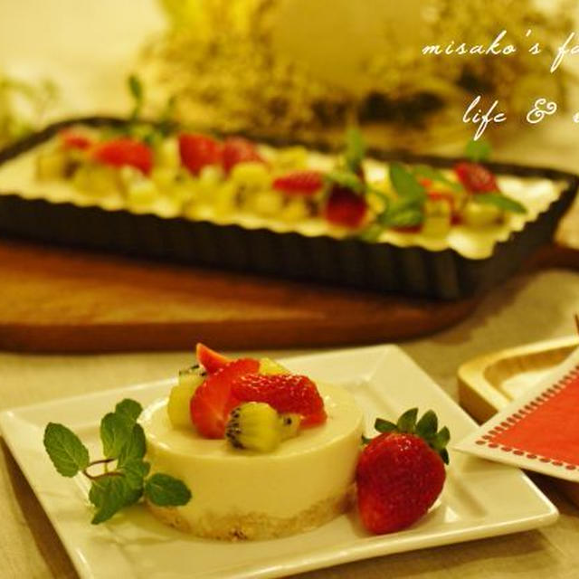 豆乳レアチーズケーキ＆芋きんとんと黒豆のセミフレッド☆バレンタインにハートな苺のカップレアチー