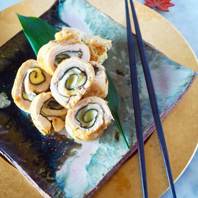 ☆燻製の香りのスモークチキンの海苔チーズ巻き☆