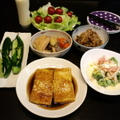 豆腐ステーキとブロッコリーサラダ