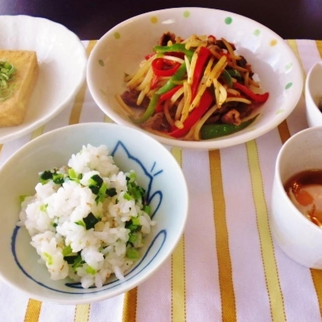 菜めしと牛肉もやし炒めなど