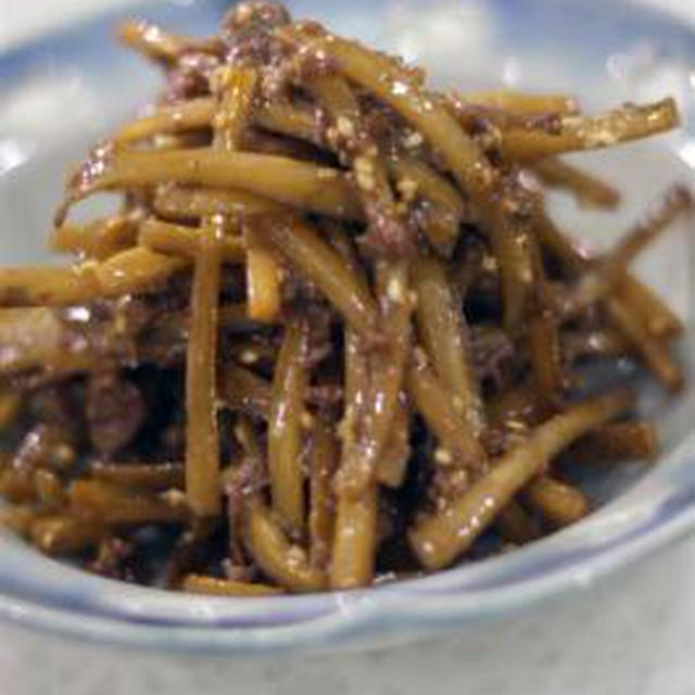 ごぼうと牛肉のマヨきんぴら