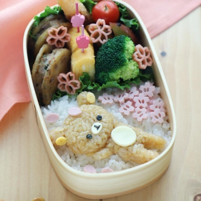 桜の木の下でごろりんリラックマのお弁当 キャラ弁 高速動画あり By Momoさん レシピブログ 料理ブログのレシピ満載