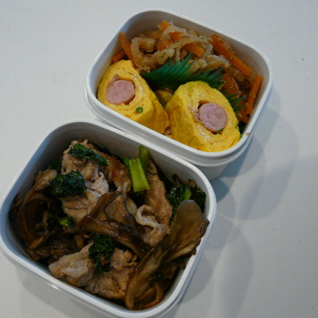 お弁当（豚肉＆かぶ＆かぶの葉の塩炒め）