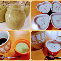 甘酒抹茶プリンと甘酒ミルクティープリン