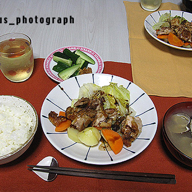 アサリ汁と温野菜