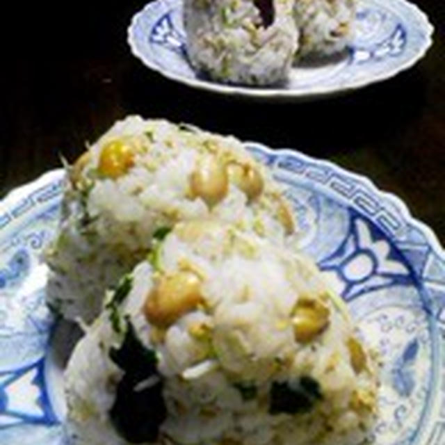「カリカリちりめんじゃこと豆のおむすび」