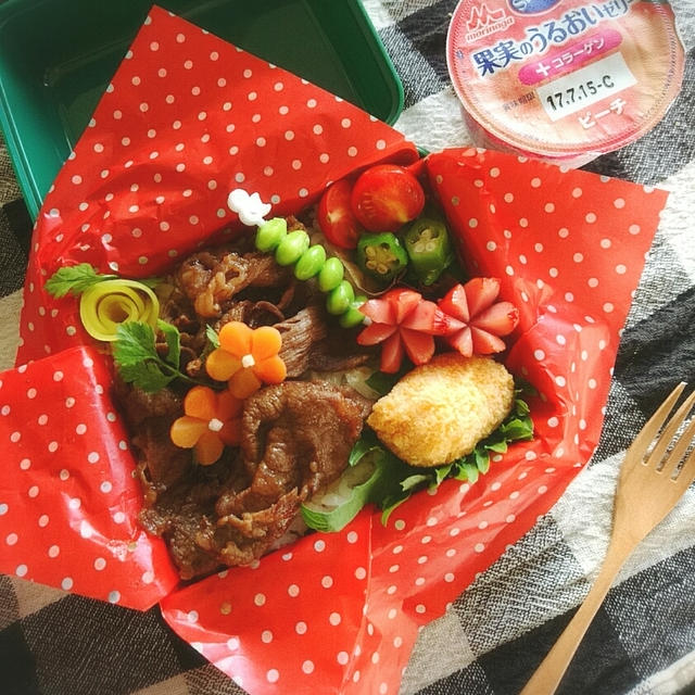 焼肉丼のお弁当～女子中学生の野球弁当～