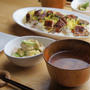うなちらしと茹で鶏とアボカドのしょうが醤油あえ