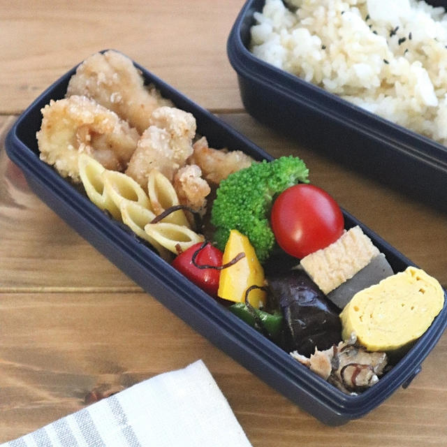 【#高校生弁当】にんにく生姜の鶏唐揚げ弁当♪