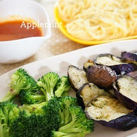 揚げ茄子×トマトソースのつけスパゲティ