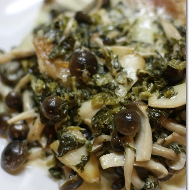 鶏の高菜クリームチーズソースと、スモーク２種、その他いろいろ。