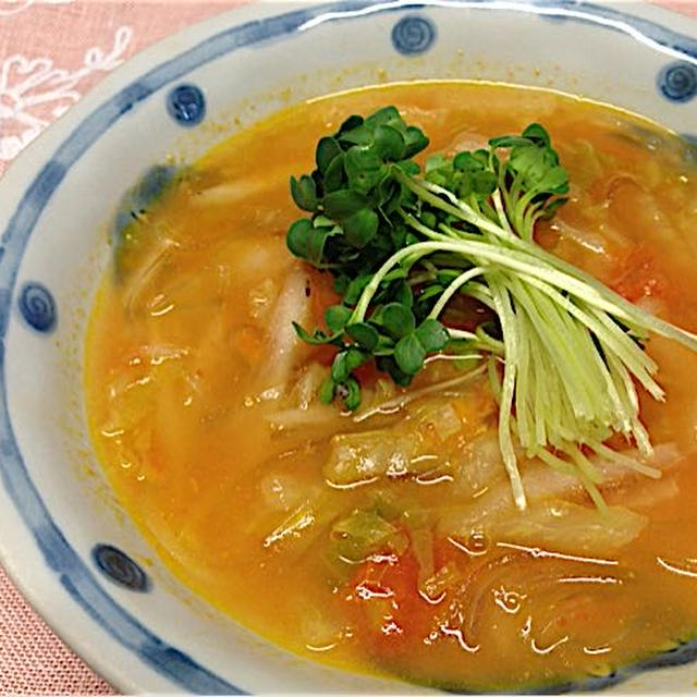 冷凍トマトで中華春雨スープ。