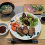 ピーマンの肉詰めと豚汁の晩ご飯と　ピンクと白のエゴノキの花♪