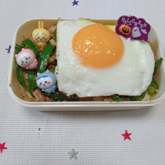 ピーマンと玉ねぎのそぼろ丼弁当〖のっけ弁当〗 #平日お昼ご飯はお弁当or外食