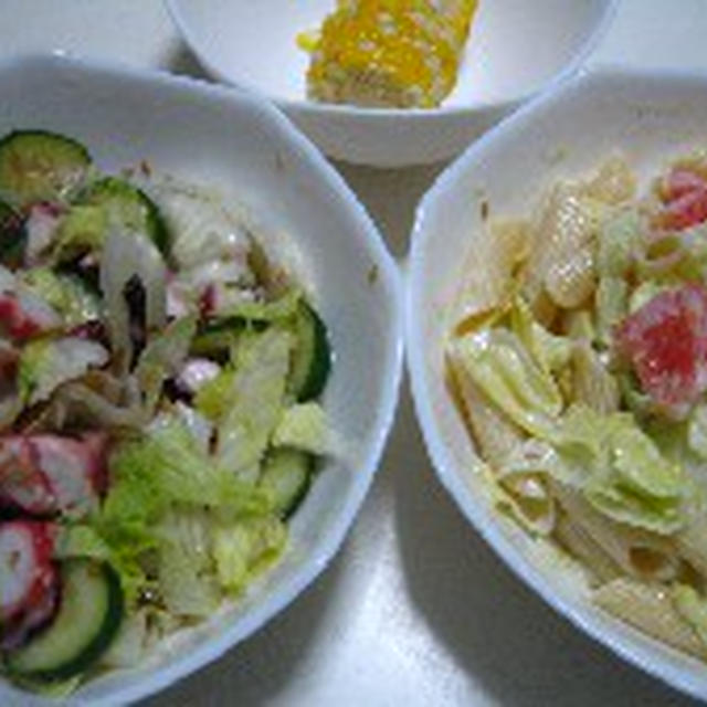 タコの酢の物とマカロニサラダ