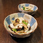しめじとイカの土佐酢和え　にんじんのかき揚げ　寒ボラの刺身