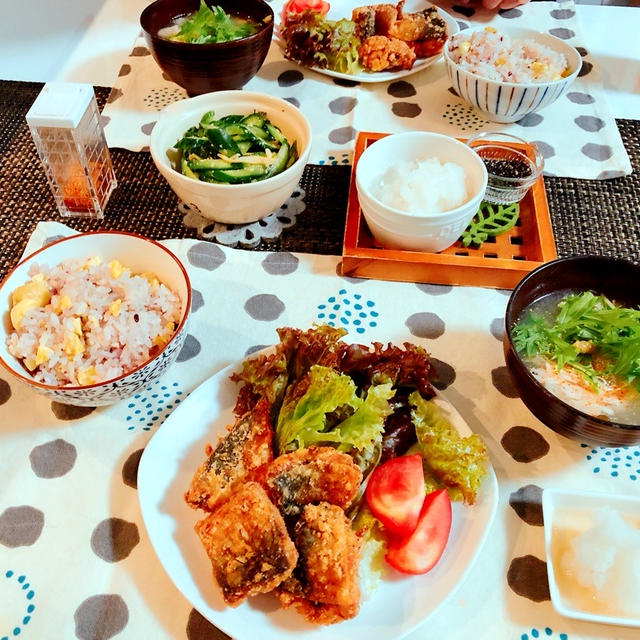 栗ごはんと鯖の唐揚げ＊秋定食