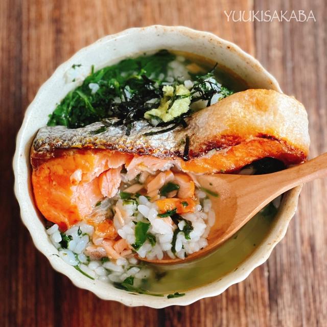 茶葉をそのまま鮭茶漬けが、抜群のおいしさ！