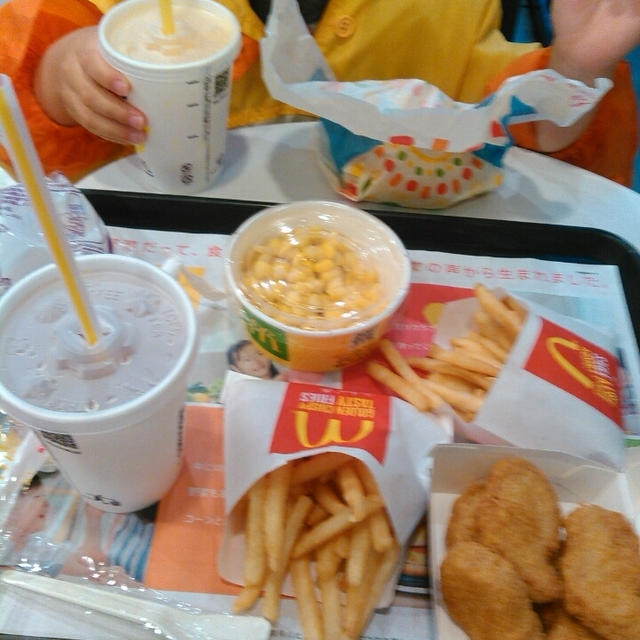 息子と一緒に野菜が入ったモグモグマック～マクドナルド