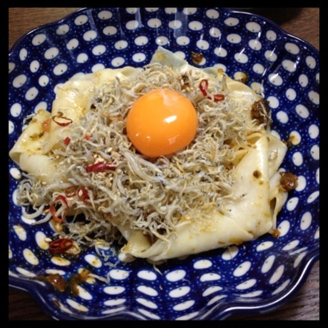 ぺらっこうどんの高菜ペペロンチーノ☆