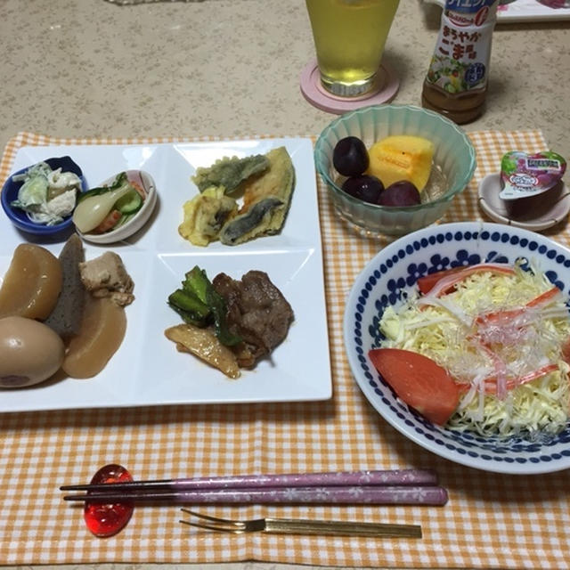 仕切り皿を使ってのひとり飯