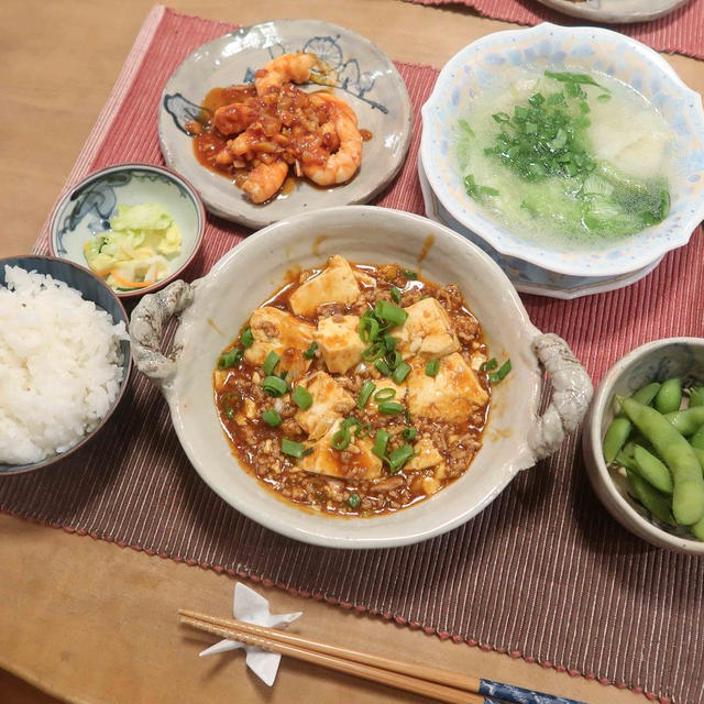 麻婆豆腐＆エビチリ～中華な晩ご飯　と　ラッパ水仙の花♪