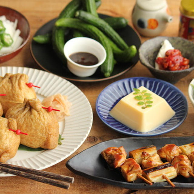 週末おうち居酒屋（ひとくち焼き鳥とお稲荷さんなど）