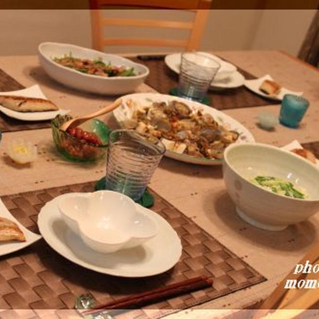 あさりと豆腐のピリ辛フライパン蒸しと焼き魚で和食ご飯☆今週は我が家のお魚週間です♪