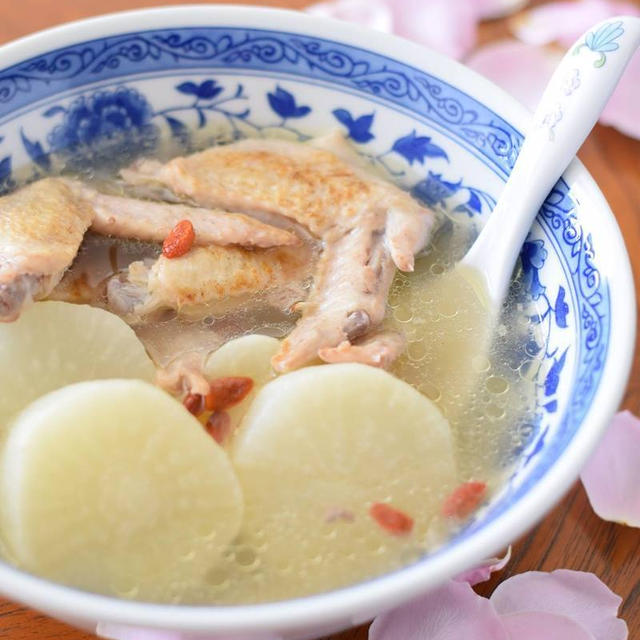 鶏手羽先と大根の薬膳スープ（圧力鍋レシピ）コラーゲンたっぷりで美容にも効きます♪