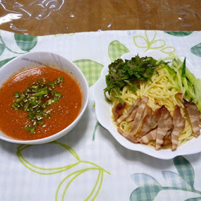 夏の冷製つけ麺パスタ（創作パスタ）