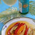 おうちバルランチはのんある白ワインと簡単ひんやり常備菜、焼き野菜のマリネ。
