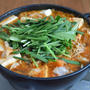 韓国農協キムチの漬け汁でキムチ鍋の晩ごはん。