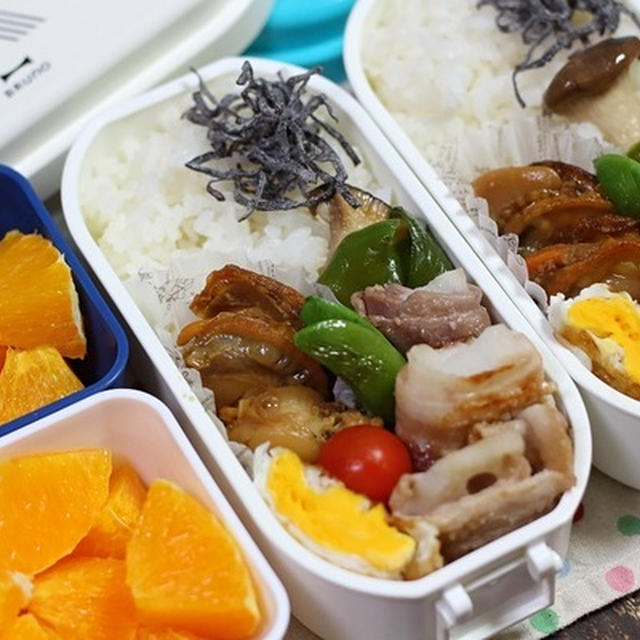 今日の弁当｜レンコン豚肉巻き、ホタテの甘辛煮の簡単レシピ
