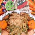 沖縄風スパム焼きそば＆長芋のわさびサラダ（お家カフェ）