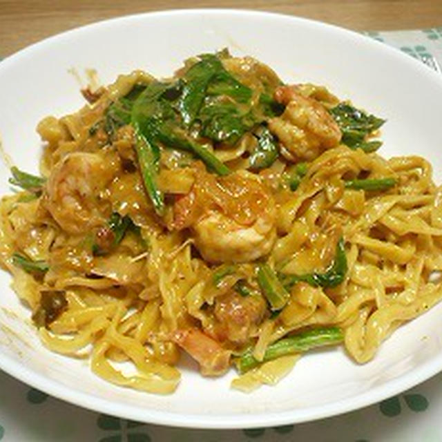 自分で打とう！生パスタ♪ エビのトマトクリームパスタ