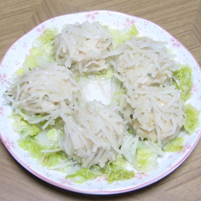 お麩入り鶏つくねでジャガイモシュウマイ✽ピーマンの肉詰め✽炊いたん