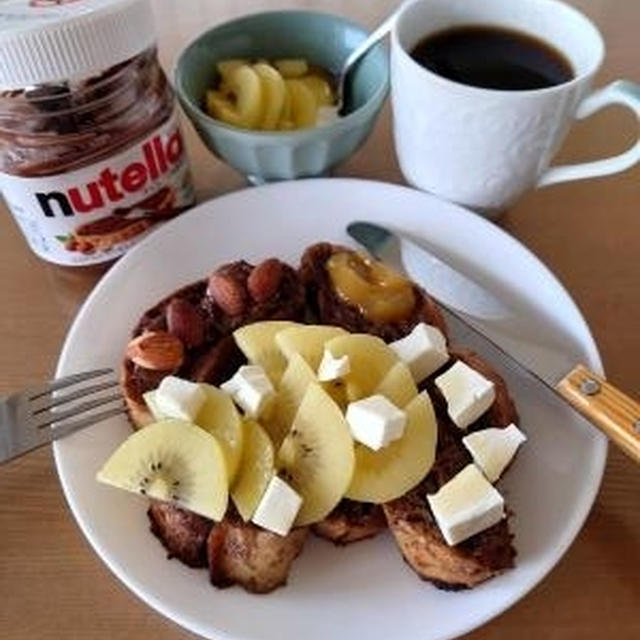 フランスパンで🎵ココアフレンチトースト💗