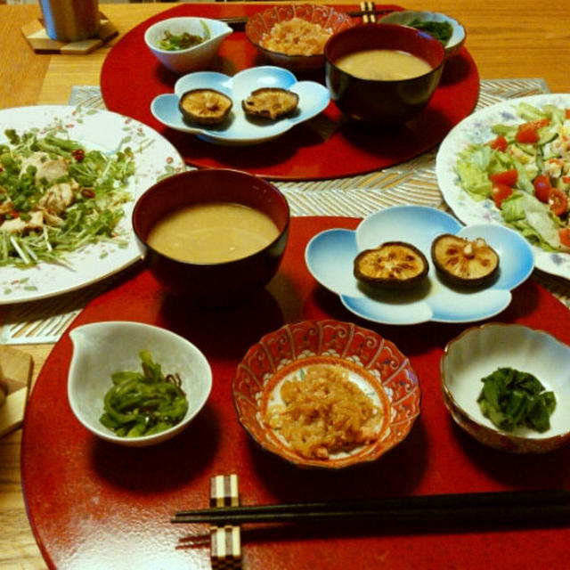 鶏ぽん酢煮とポテトサラダと小鉢5品のやっつけで晩酌。