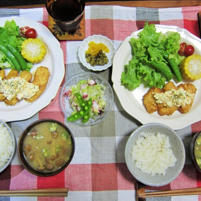 手作りタルタルソースで♡チキン南蛮プレート。梅酒も作っちゃいました。