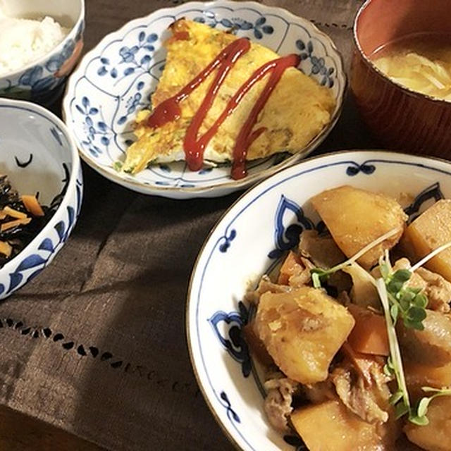 行ってらっしゃい＆レンジでジャガイモと鶏肉の味噌煮