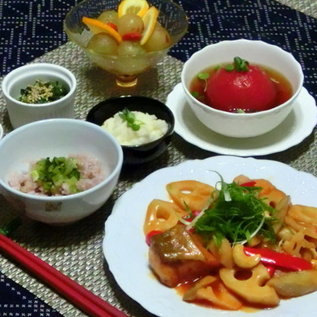 鮭の根菜とカシューナッツの甘酢餡かけ♪♪