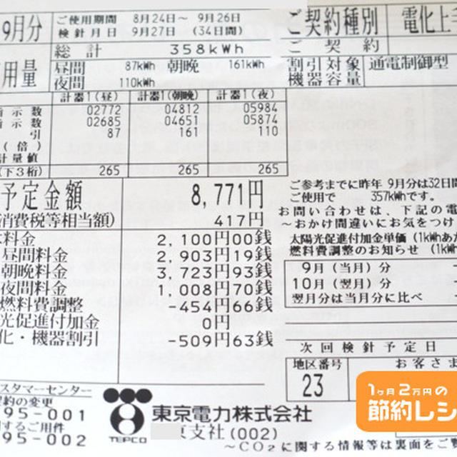 9月の電気代