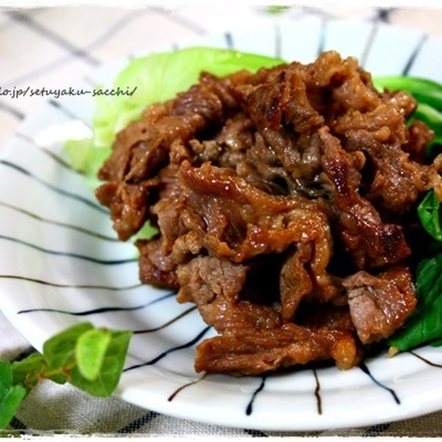 焼肉の茹でチンゲン菜添えとチビ・・