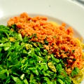 鮭フレークと水菜のペペロンチーノ