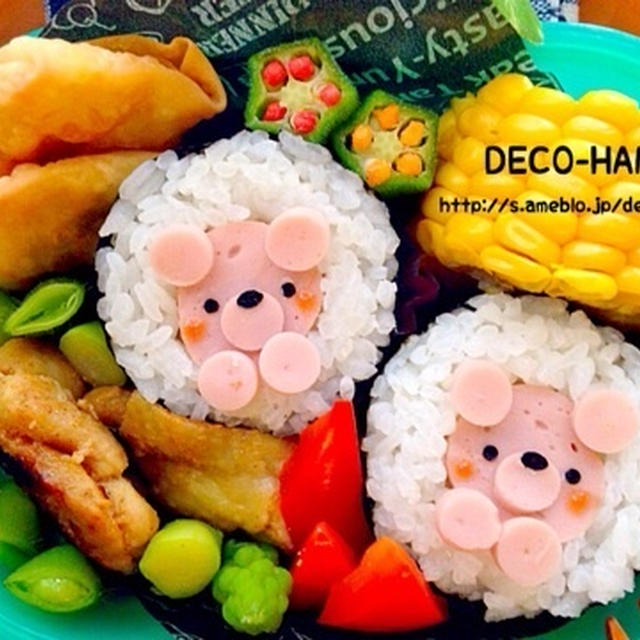 巻きす不要◡̈魚肉ソーセージ巻くだけの簡単くまちゃん巻き寿司