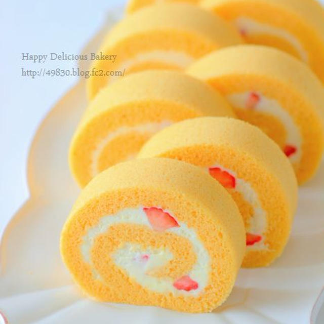 ふわふわイチゴのロールケーキ♪