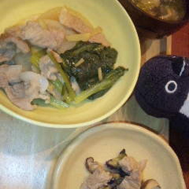 豚肉と茄子と椎茸のお酢炒め