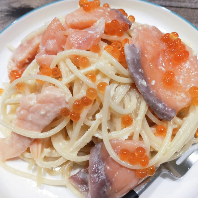 2.5倍！！昨日はいくらとサーモンのクリームパスタでした(^^)